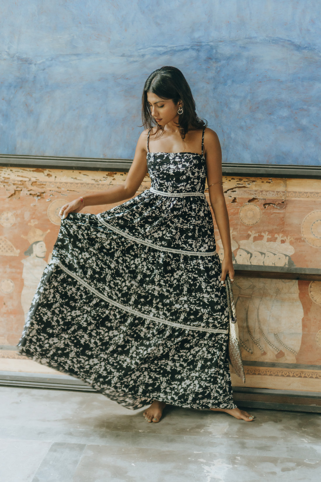 Tiered Back Detailed Maxi Dress
